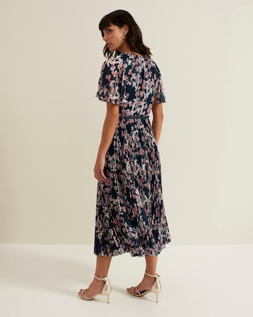 Phase Eight Kathleen Chiffon Floral Pleated Midi Dress