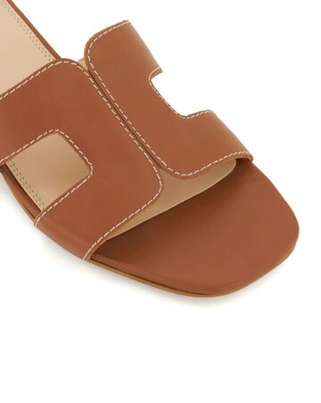Dune Loupe Leather Slider Sandal Wide Fit