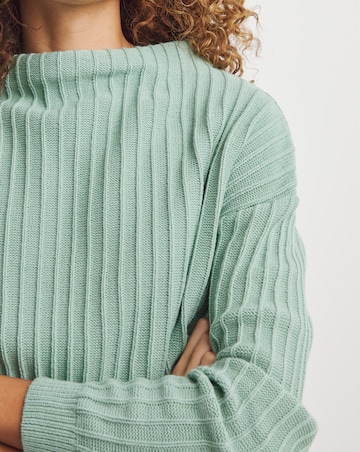 Wide Rib Funnel Neck Jumper