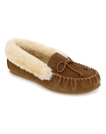 Fiora Suede Moccasin Slippers - Wide Fit (E)