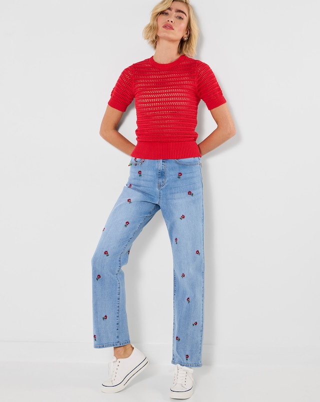 Joe Browns Amelia Floral Embroidered Light Wash Jeans