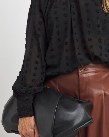 Womens Dobby Long Sleeve Blouse - Black