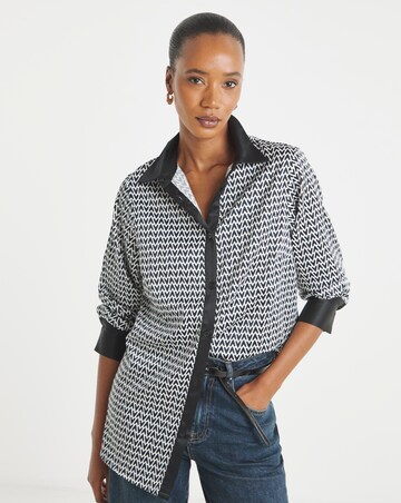 Printed Satin Long Sleeve Shirt