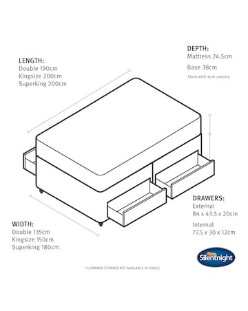 Silentnight Miracoil Mattress Divan Set with 4 Drawers
