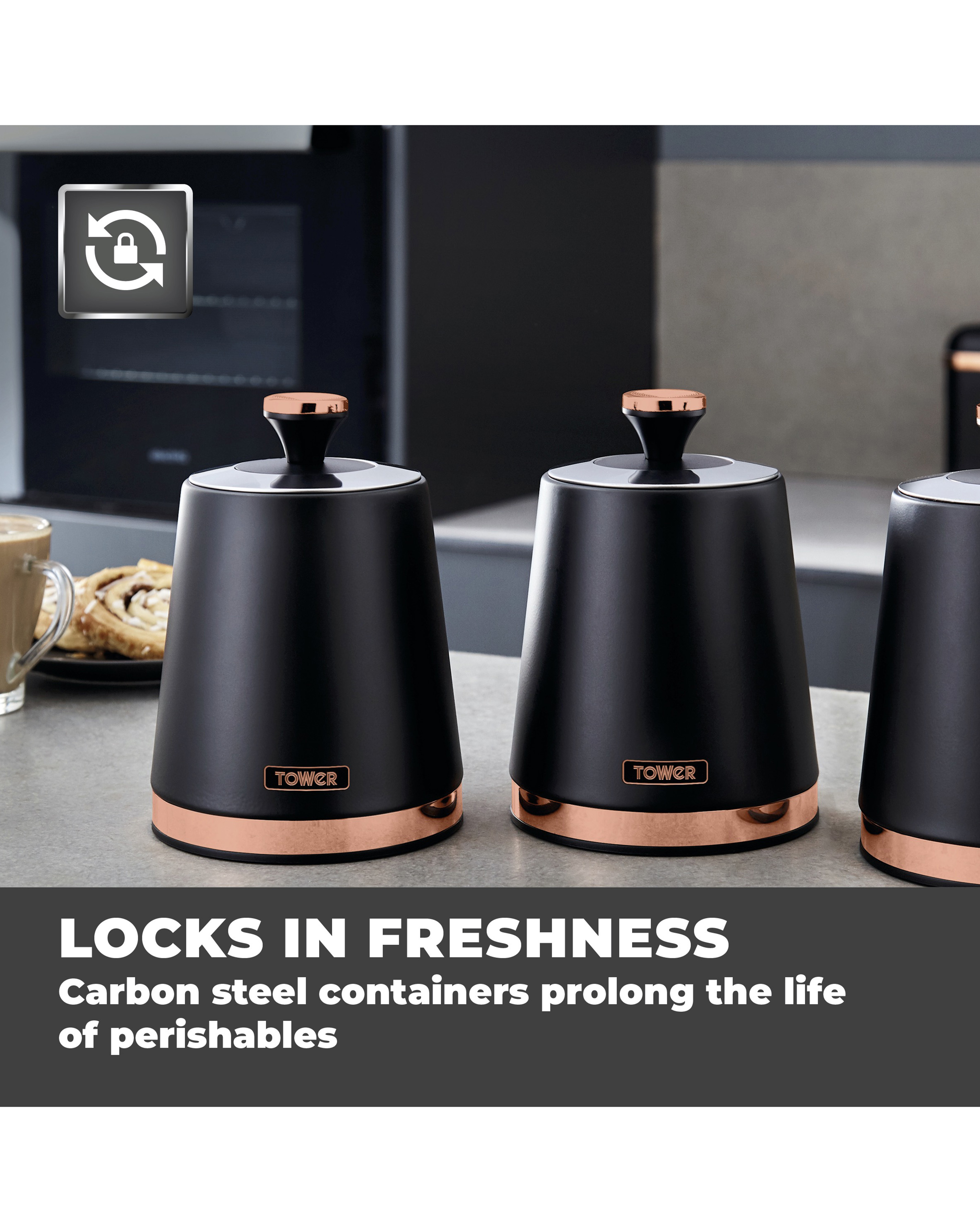 Tower Cavaletto Set of 3 Canisters Black