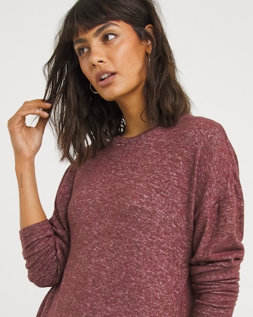 Burgundy Long Sleeve Cosy Soft Touch Split Hem Tunic