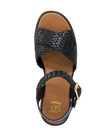 Dune Kinleys Black Leather Woven Flatform Sandals - Standard Fit (D)