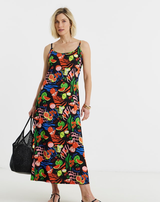 Multi Print Soft Touch Jersey Cami Midi Dress