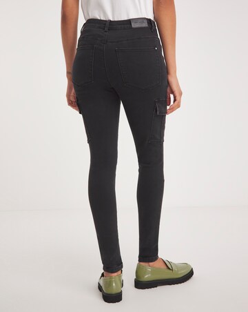 Washed Black Cargo Skinny Leg Jeans