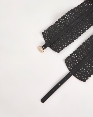 Black Cut Out Detail Waist Corset Belt