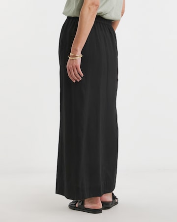 Black Linen Mix Maxi Skirt