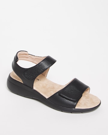 Cushion Walk Black Touch and Close Sandal Wide Fit (E)