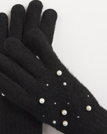 Pearl Detail Knitted Gloves