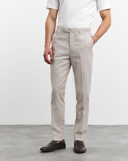 Linen Blend Pinstripe Suit Trouser