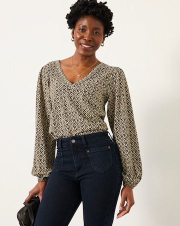 FatFace Margot Ikat Geo Print Top