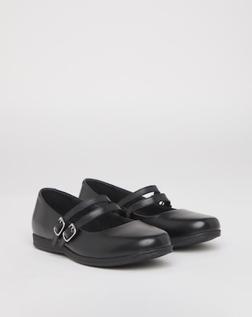 Heavenly Soles Alexis Classic Mary Janes With Two Straps - Extra Wide Fit (EEE)