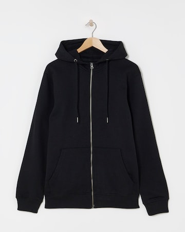 Full Zip Hoodie Long- Black