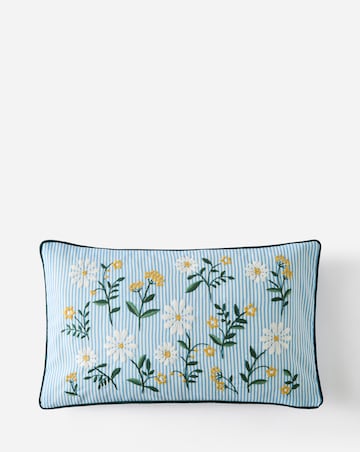 Julipa Nora Floral Embroidered Striped Boudoir Cushion