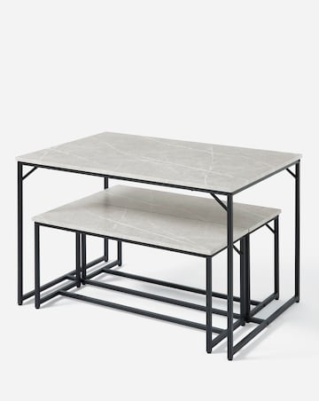 Mason Marble Effect Compact Dining Set with 2 Benches