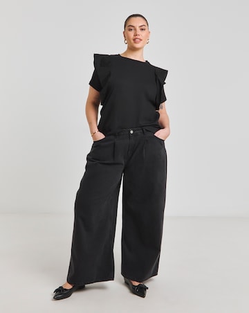Simply Be Black Ruffle T-Shirt