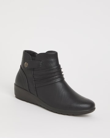 Cushion Walk Ruched Zip Ankle Boot Wide E Fit