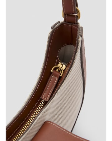 Mango Canvas & PU Shoulder Bag