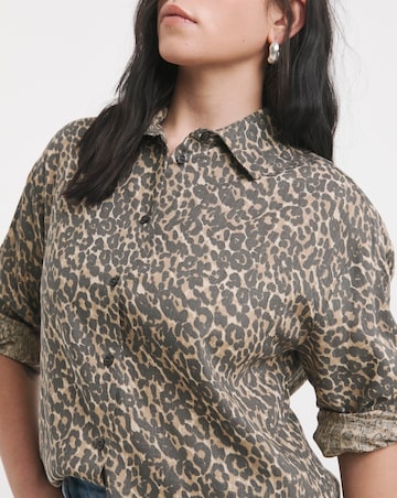 Leopard Animal Linen Mix Shirt