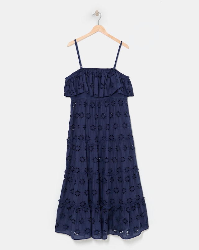 Cotton Broderie Bandeau Maxi Beach Dress