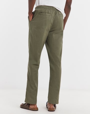 Linen Blend Elasticated Straight Fit Trouser