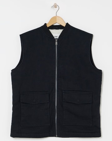Navy Borg Lined Gilet