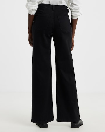Black Fleece Lined Cosy Warm Feel Wide Leg Jeans