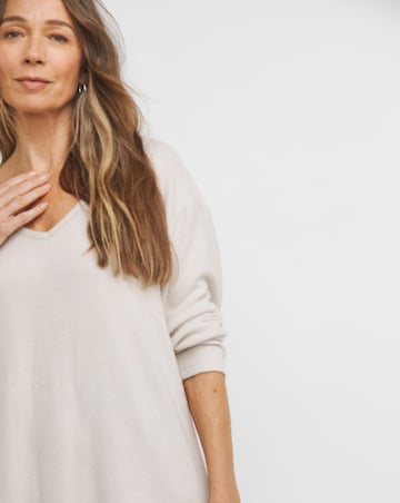 Oatmeal Soft Touch V-Neck Longline Top