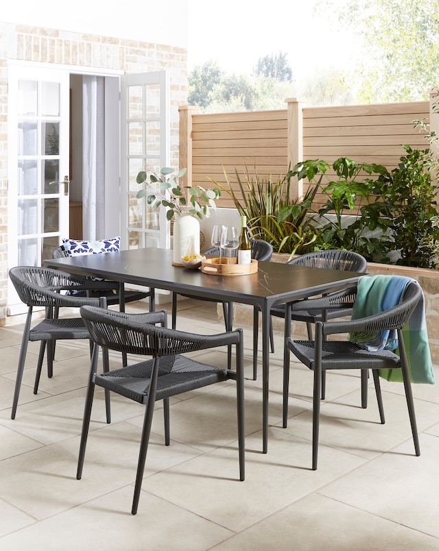 Sicily Premium Sintered Stone 6 Seater Dining Set