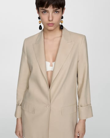Mango Beige Linen Blazer