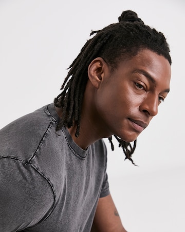 Relaxed Acid Wash Fit T-Shirt- Charcoal