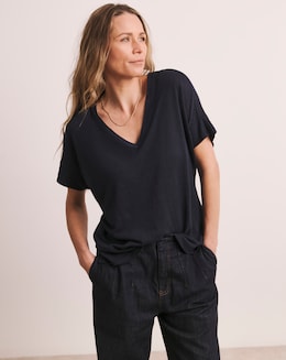 Anthology V-Neck Linen Mix T-Shirt