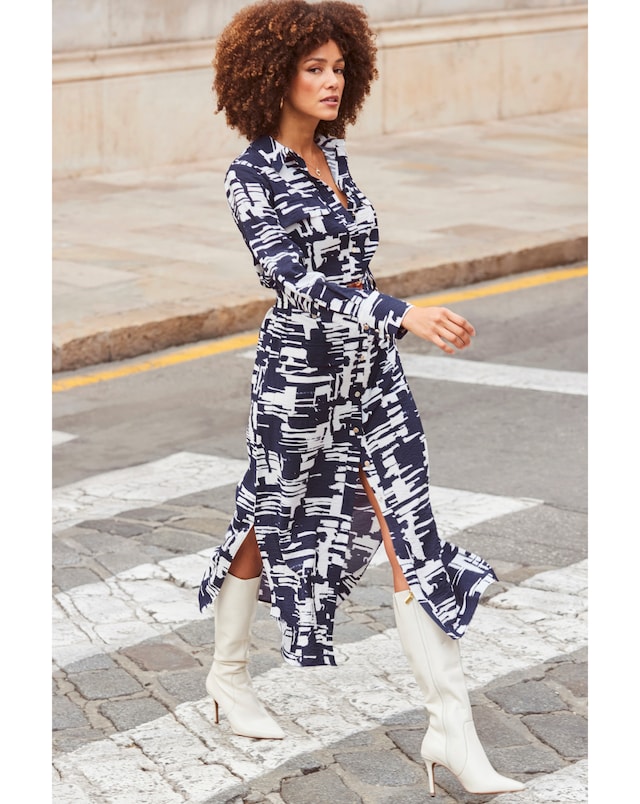 Sosandar Abstract Print Luxe Utility Shirt Dress