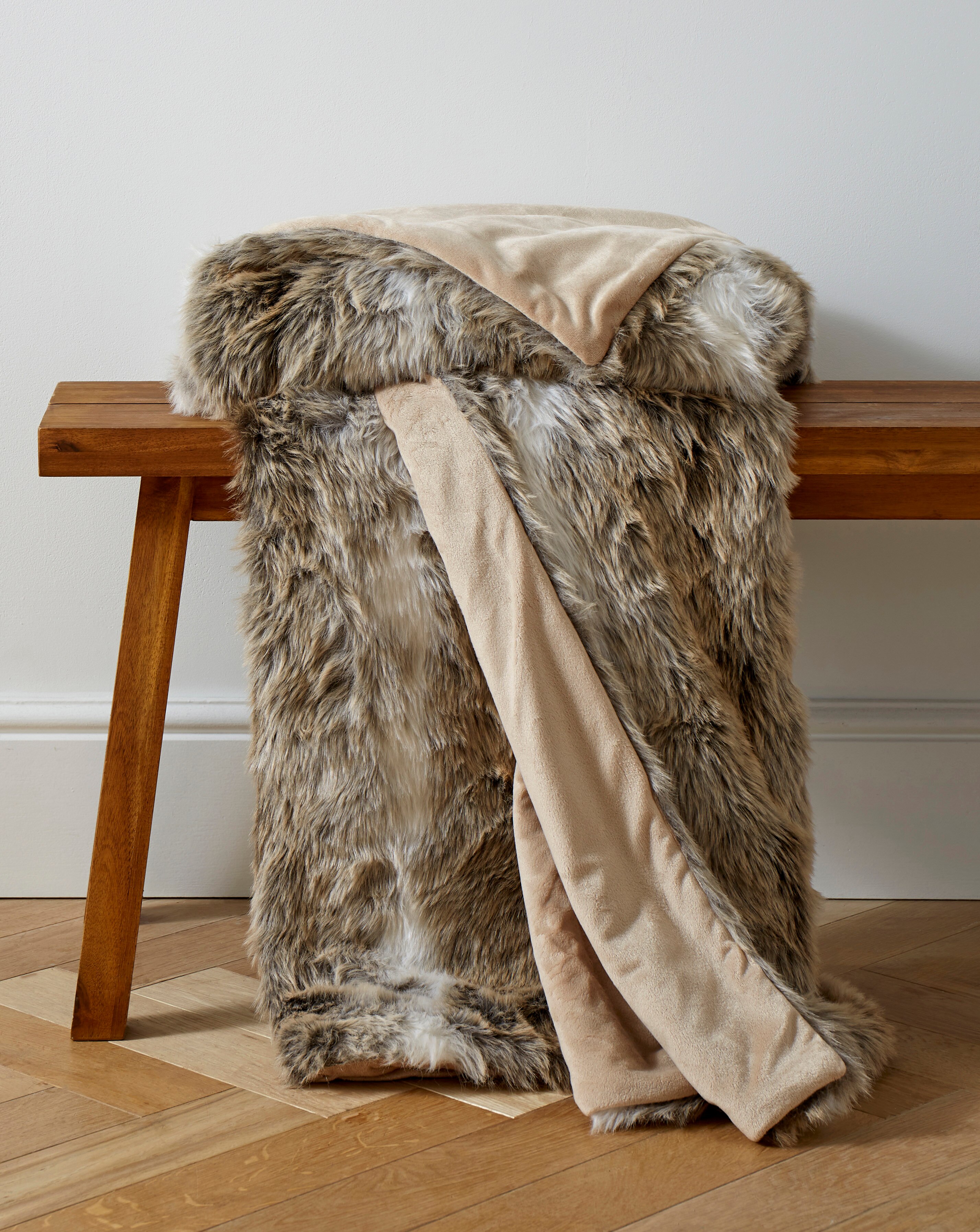 Faux Fur Striped Animal Throw