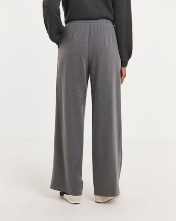 Grey Tailored Elastic Waist Wide Trousers