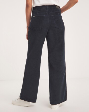 Navy Cord Pocket Front Wide Leg Jeans