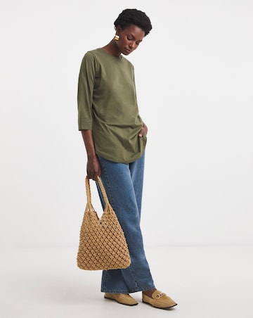 Longline Curved Hem 3/4 Sleeve