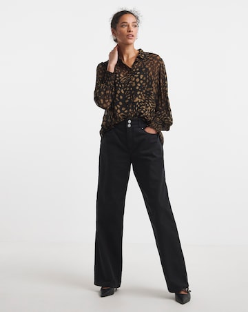 Printed Georgette Volume Sleeve Shirred Cuff Shirt