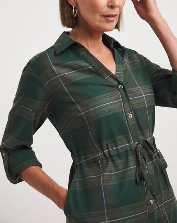 Brushed Check Utility Shirt Dress