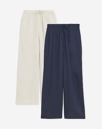 2 Pack Linen Wide Leg Trousers