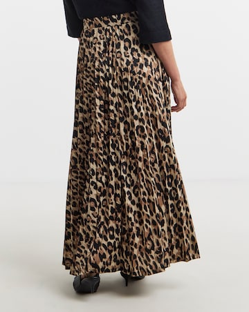 Animal Pleated Pull On Jersey Maxi Skirt