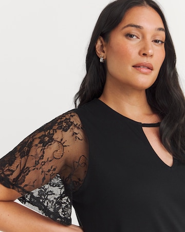 Lace Sleeve Cut Out Front Top