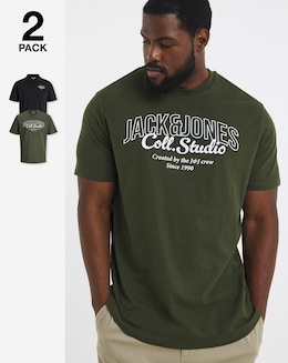 Jack &amp; Jones Makoto T-Shirt &amp; Polo Pack - Green/Black