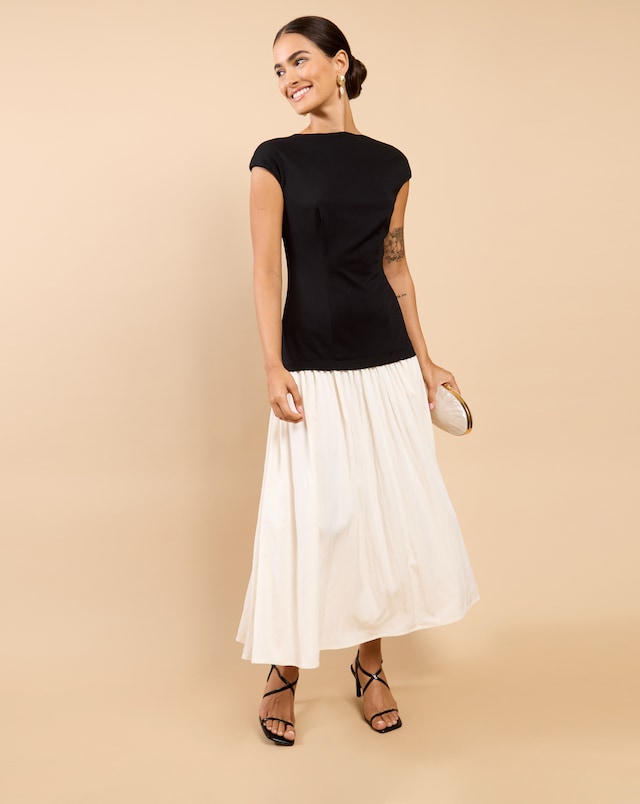 Little Mistress Mono Dropped Maxi Dress