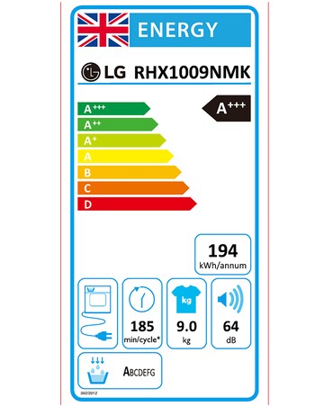 LG X10 RHX1009NMK 9kg Heat Pump Tumble Dryer - Slate Grey
