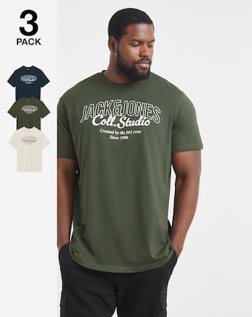 Jack & Jones Makoto Logo T-Shirt 3 Pack - Multi